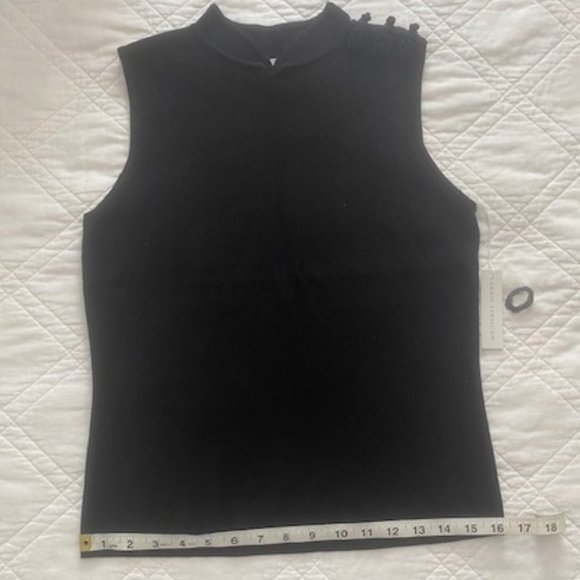 NWT Sleeveless Black Silk Top with Shoulder Detail - Picture 9 of 12